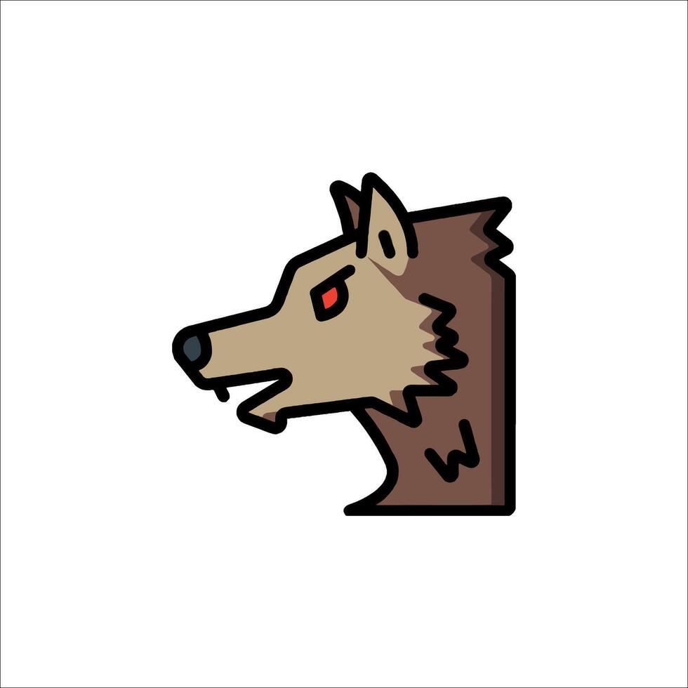 A cartoon wolf head with red eyes vector