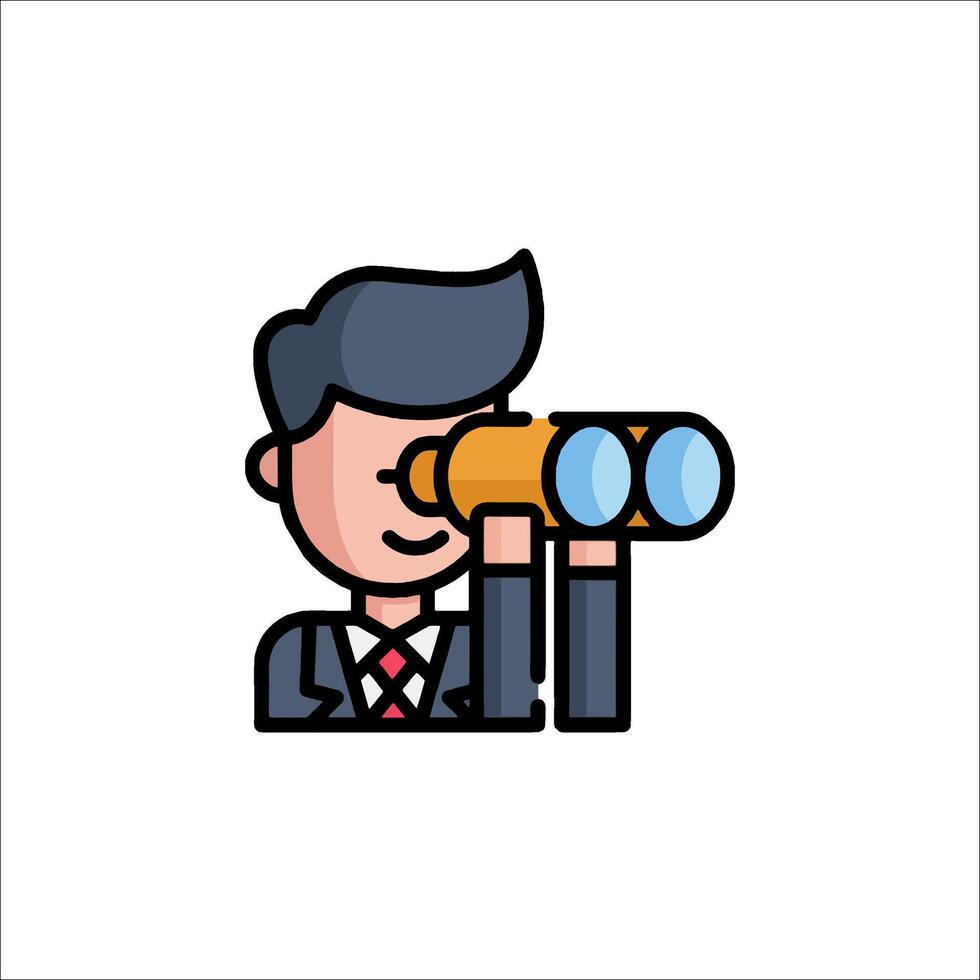 Businessman looking through binoculars icon vector