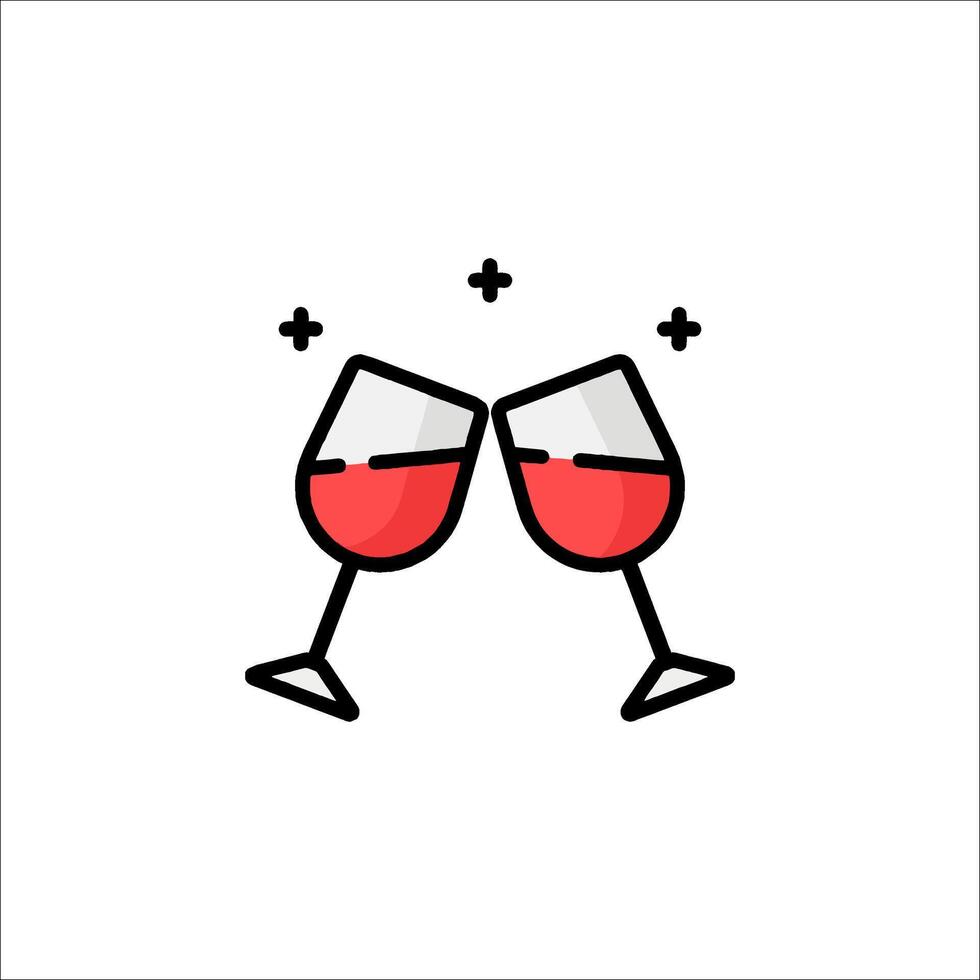 Two glasses of wine with a toast icon vector
