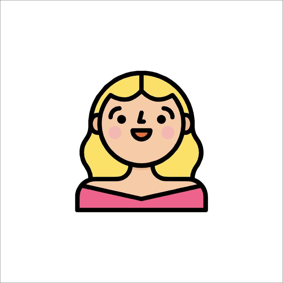 A woman with blonde hair is shown in a flat style vector