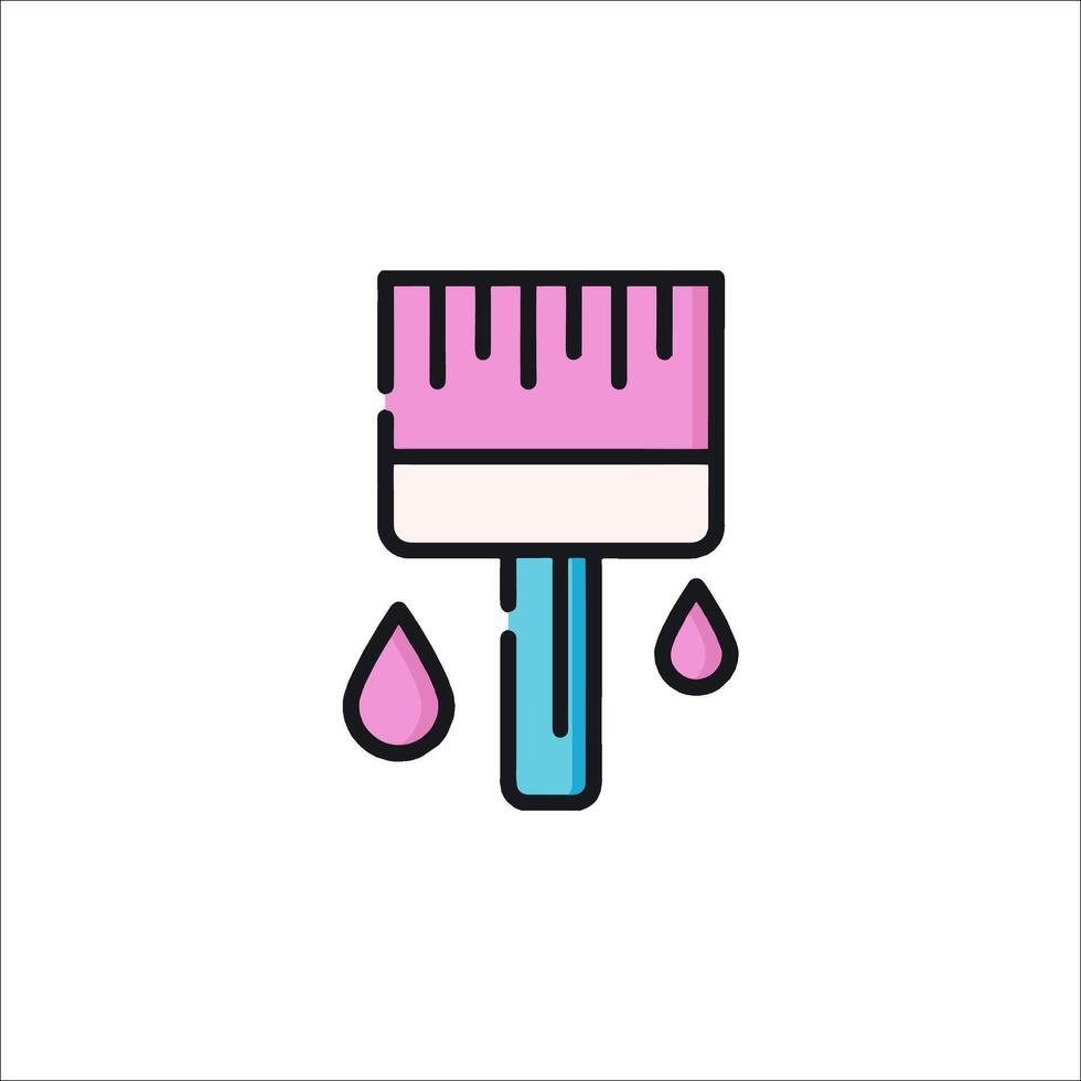 A paintbrush with a drop of paint on it vector
