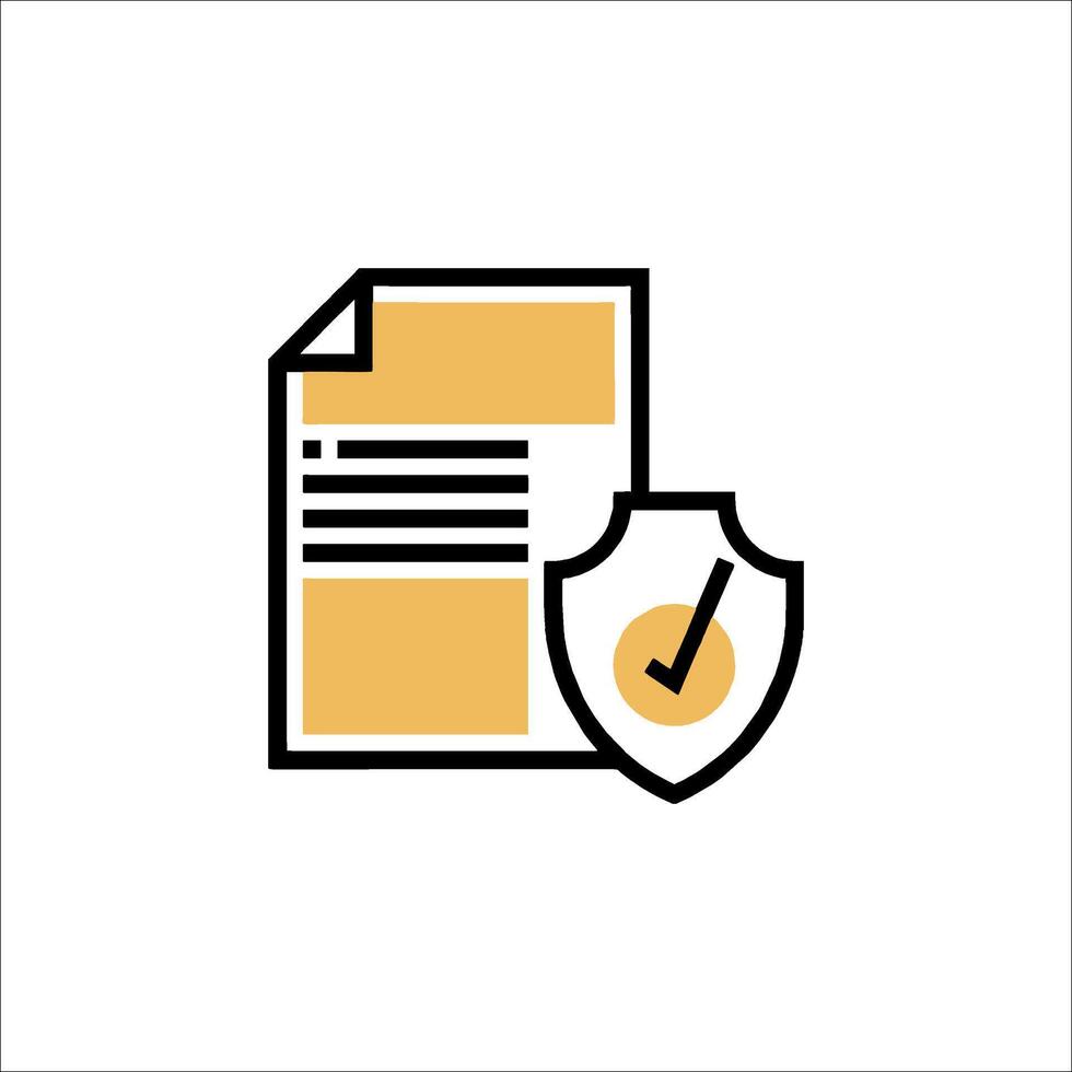 A document with a shield and a check mark vector