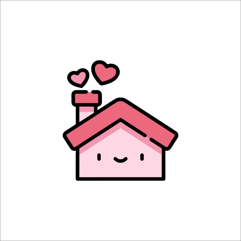 A cute house with hearts on it vector