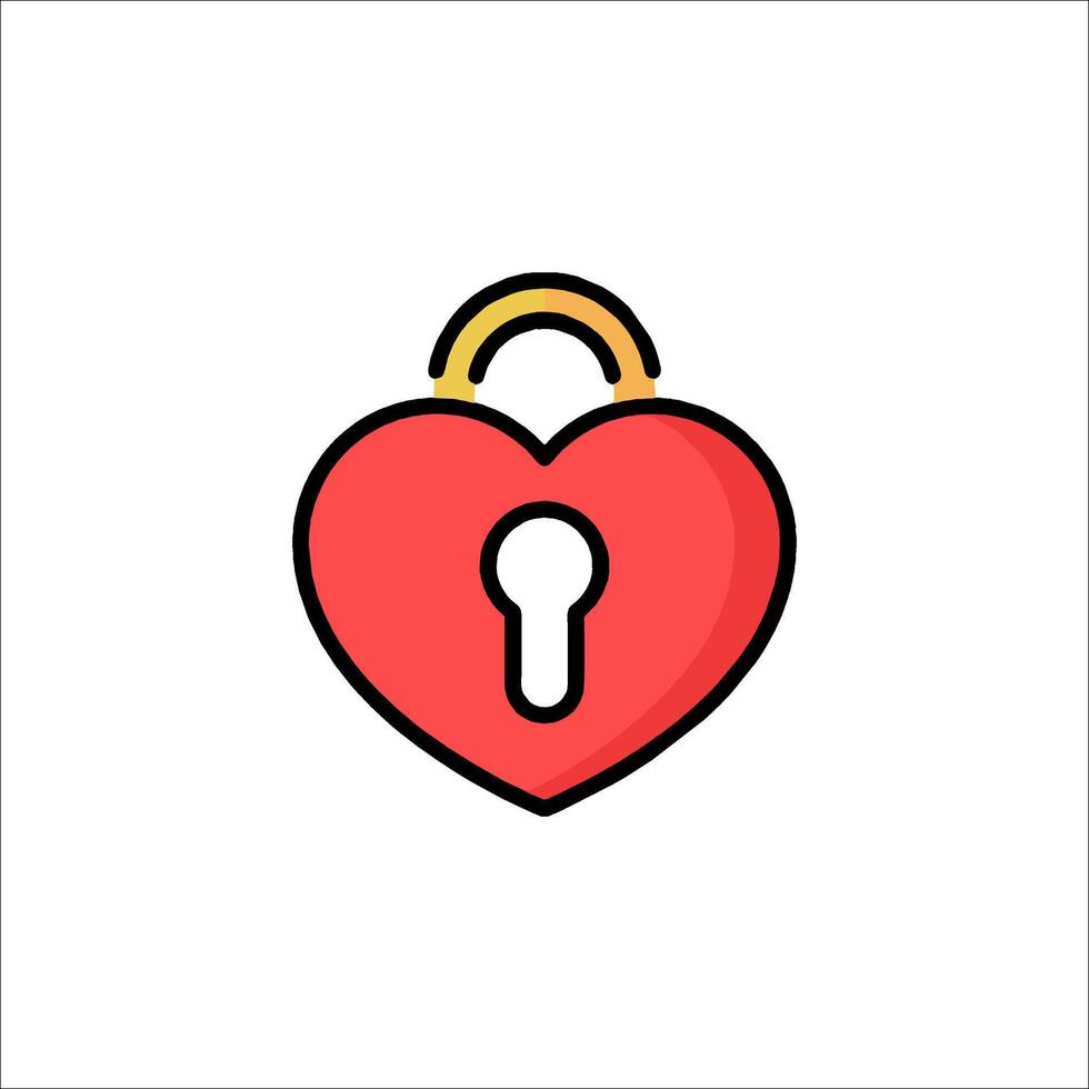 Valentine's day icon with heart lock illustration vector
