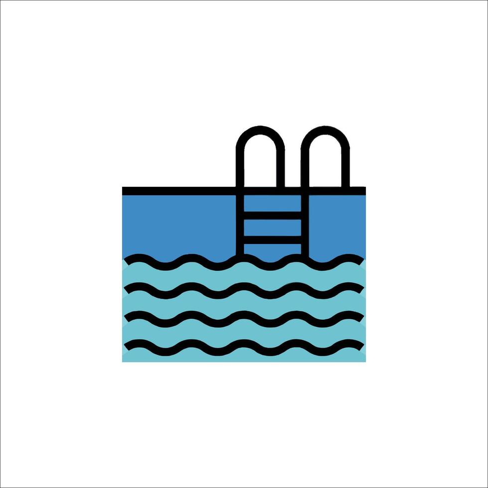 A swimming pool icon with a ladder and water vector