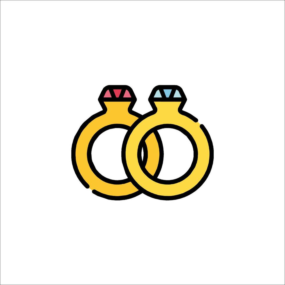 Two wedding rings icon on white background vector