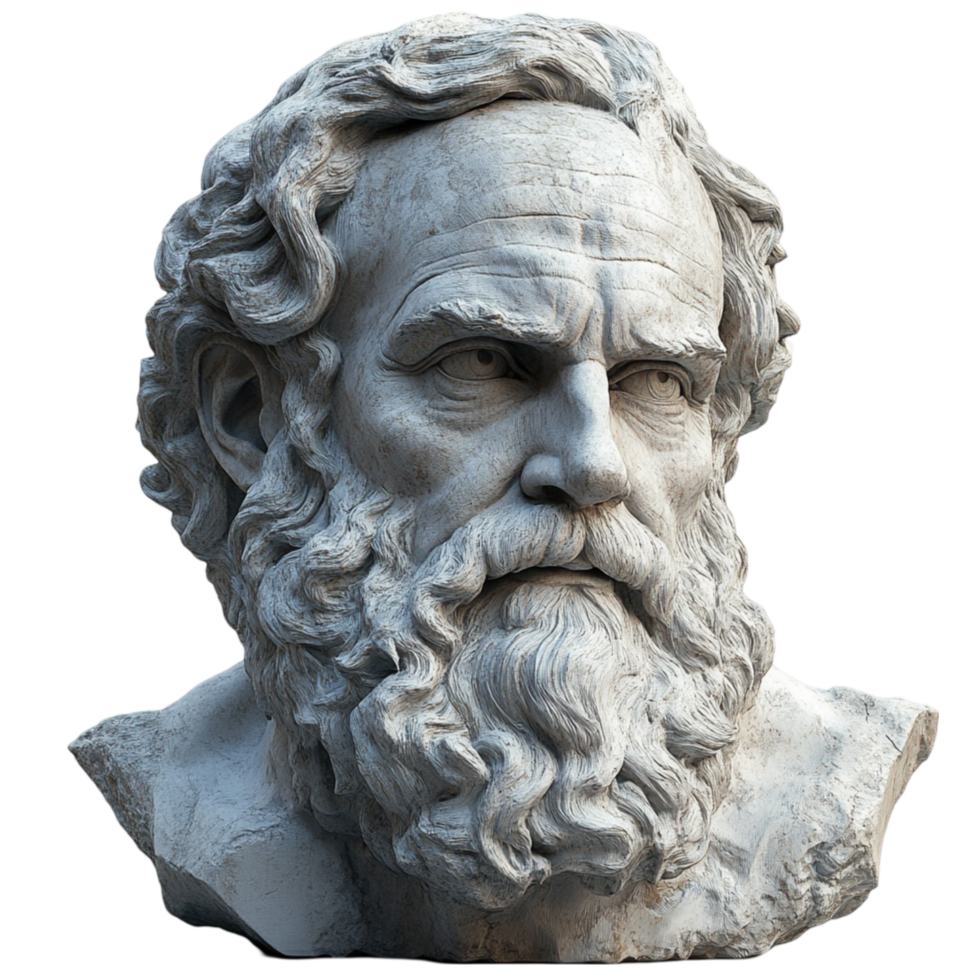 Stone Bust Sculpture of a Historical Bearded Man png