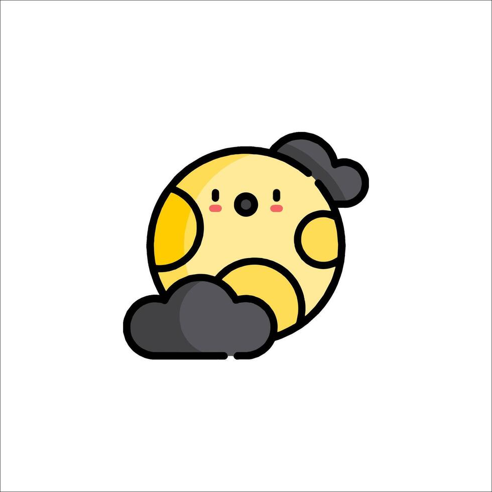 A cartoon moon with clouds on it vector