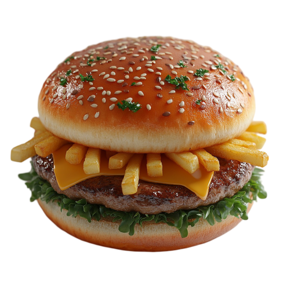 Loaded Cheeseburger with Lettuce and Tomato png