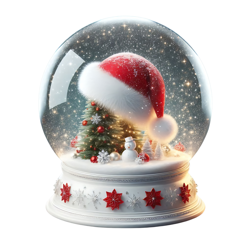 Magical Christmas Snow Globe with Santa Hat and Winter Wonderland Charm1 png