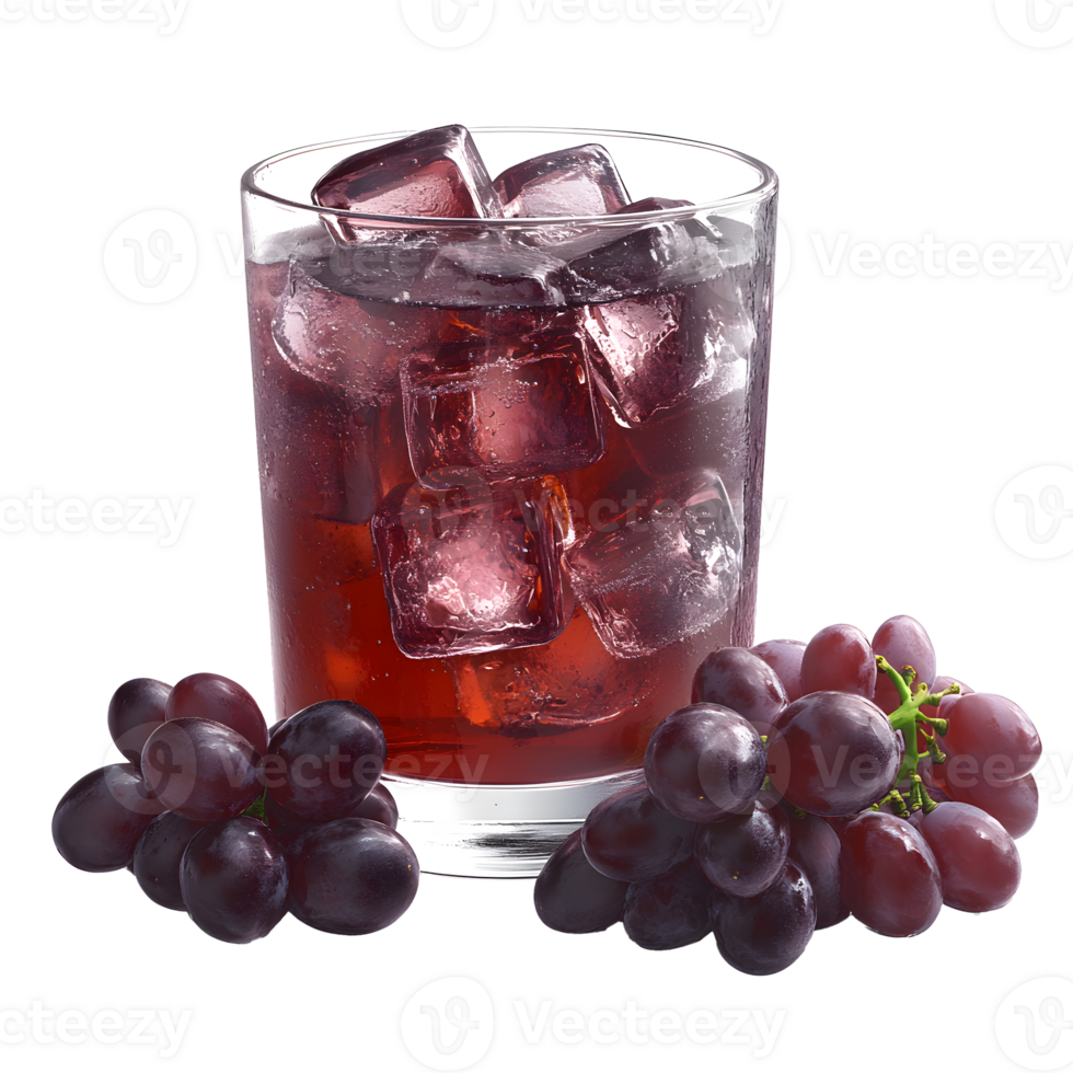 Cool and Refreshing Grape Beverage with Ice on Clear Backdrop png
