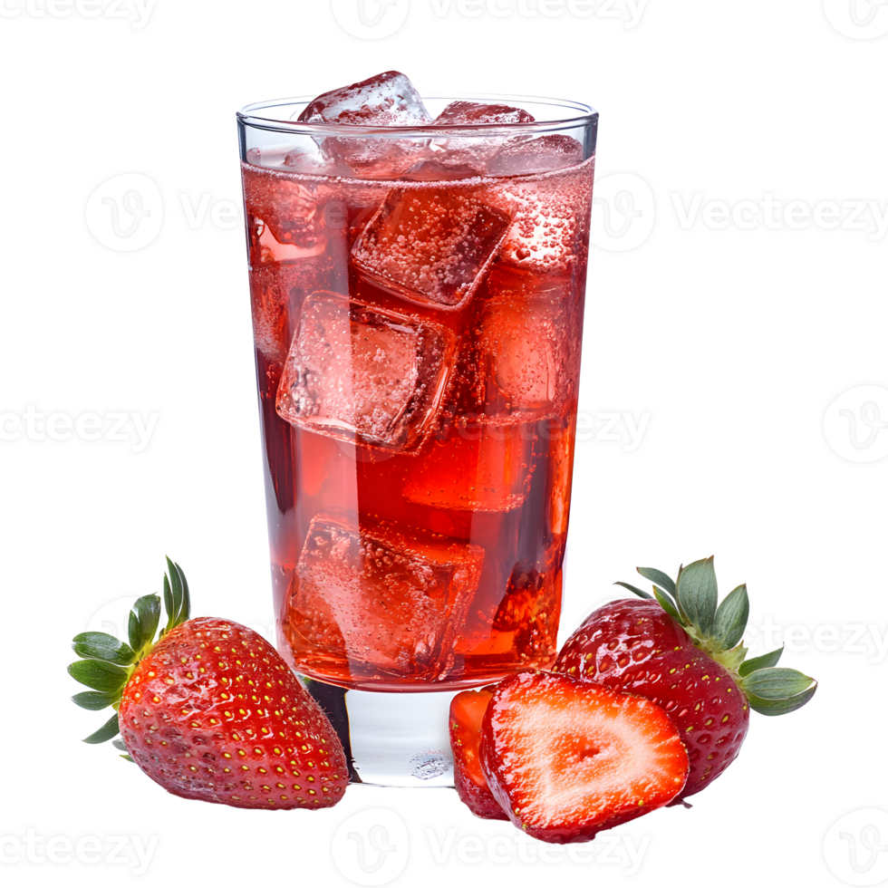 Fresh Strawberry Drink with Ice on Clear Backdrop png