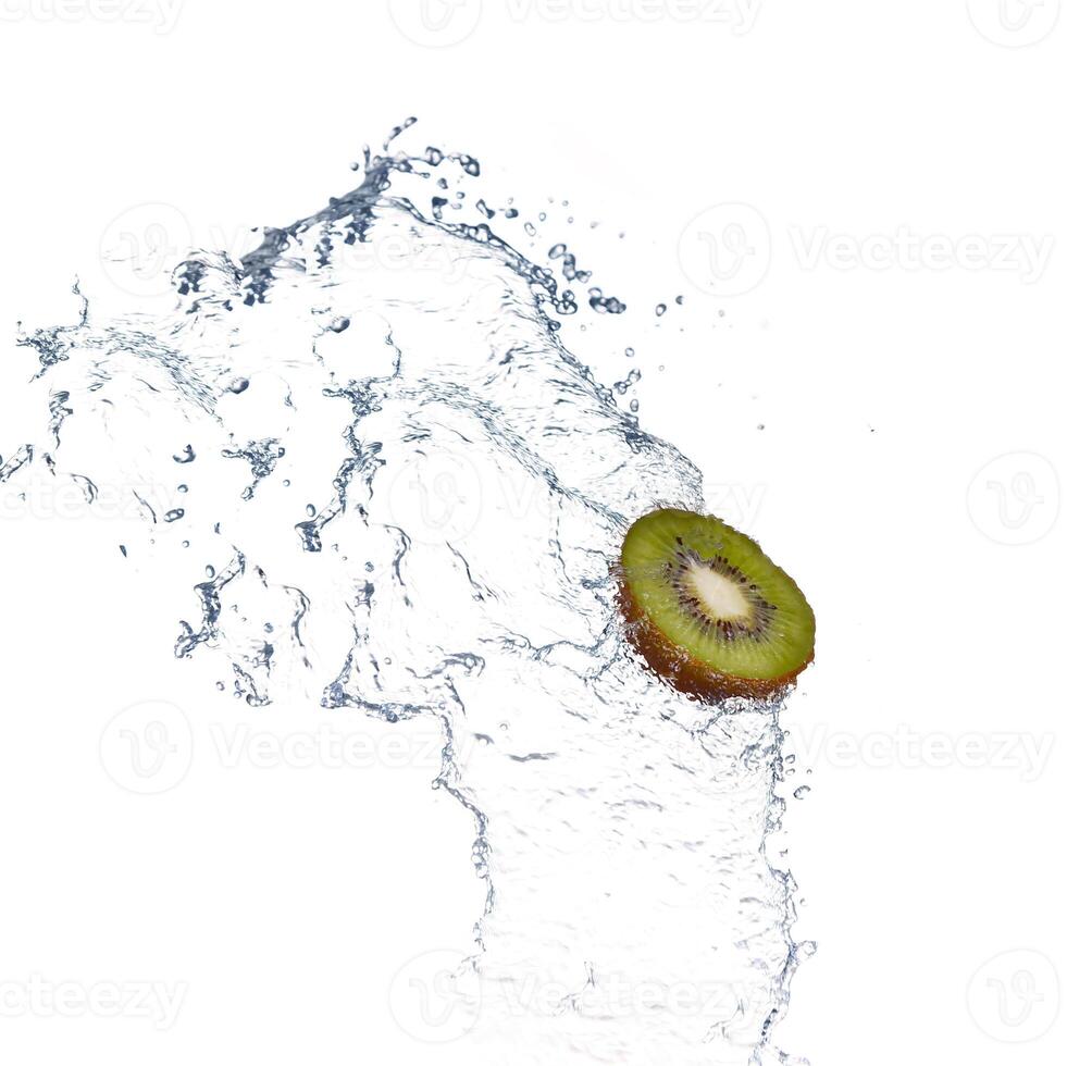 kiwi slice splash in water-isolated on white background photo