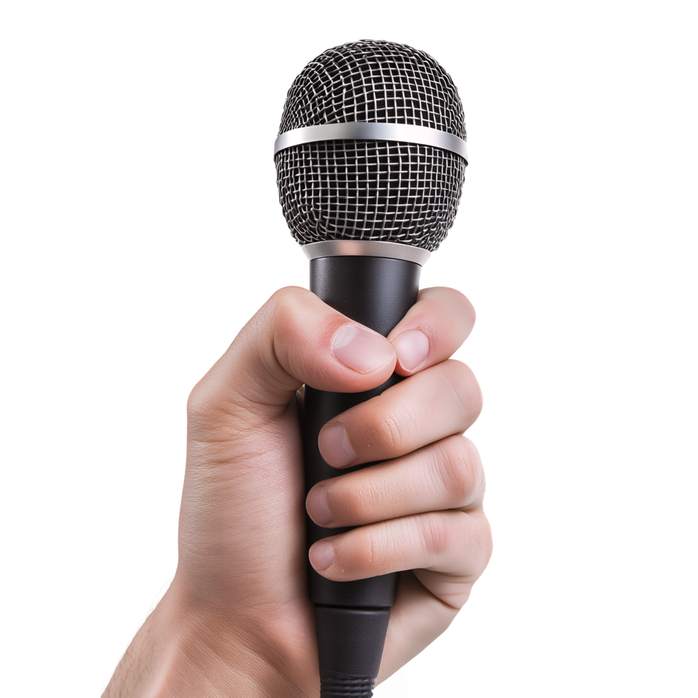 Close-Up of Microphone in Hand on Transparent Background png