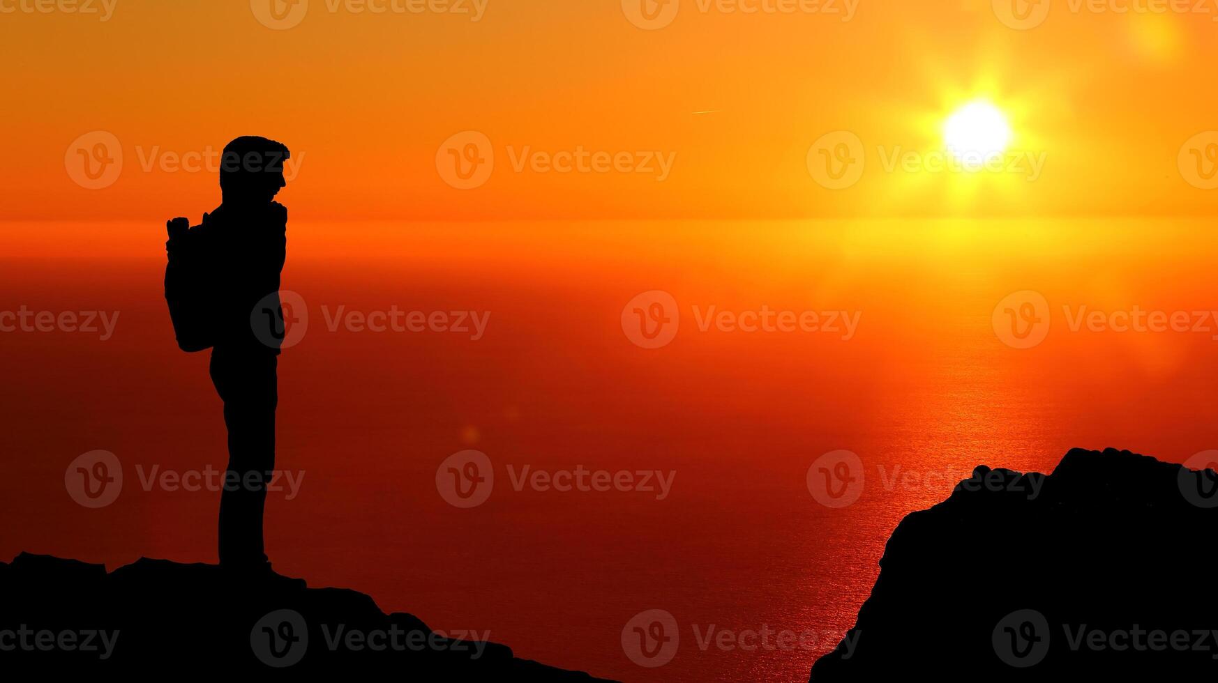 Follow your dreams, silhouette of man at sunset photo