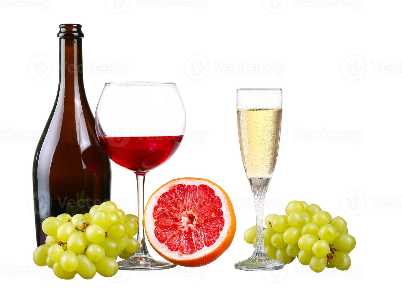 glass of red wine grapefruit isolated on a white background photo