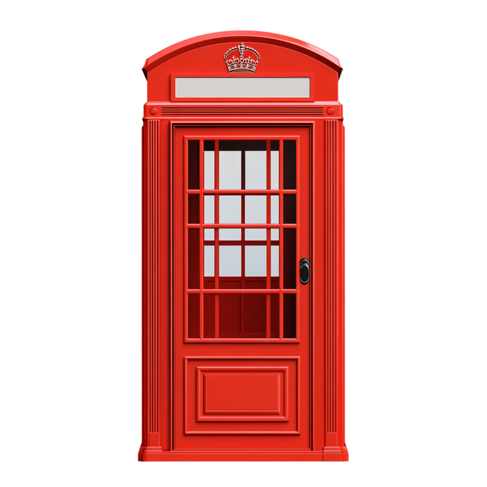 3D Red London Telephone Booth on Transparent Background png