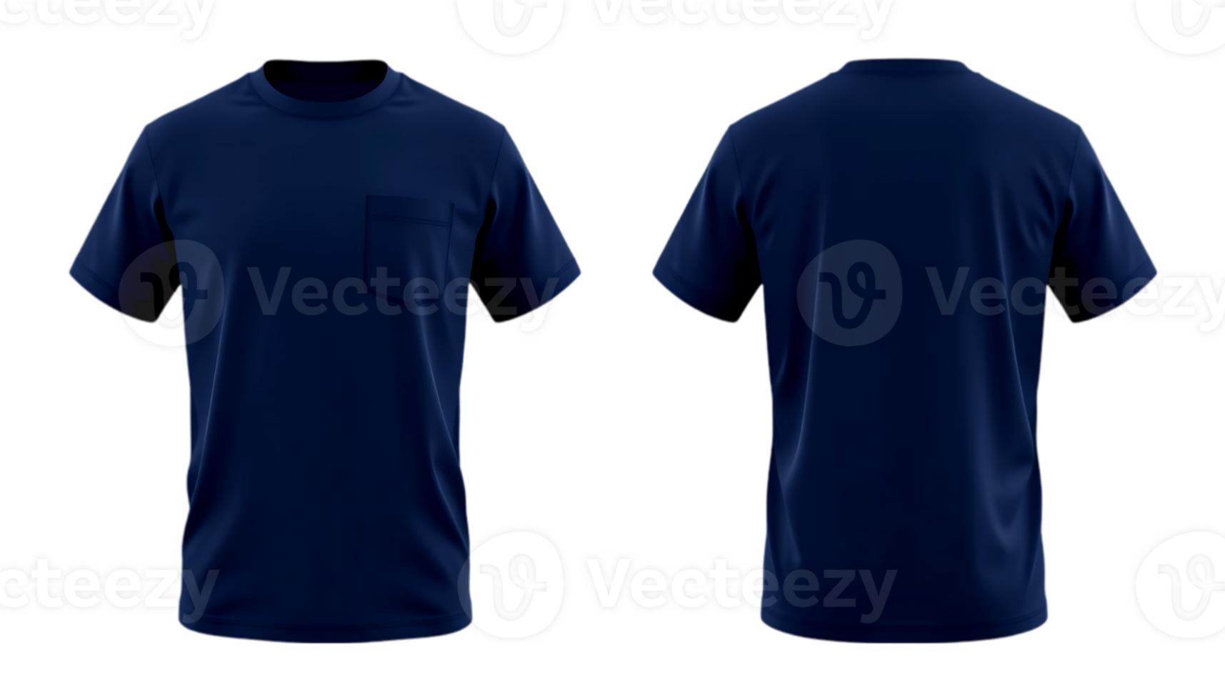 Two navy t - shirts with pocket on the front png