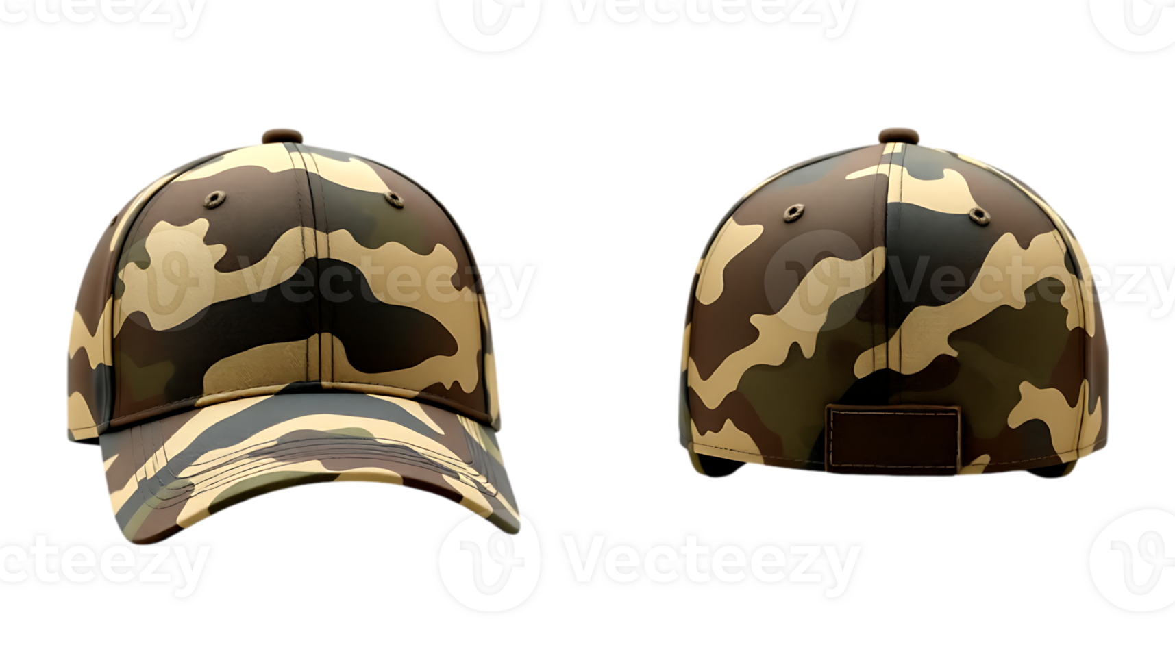 A baseball cap with a camouflage pattern png
