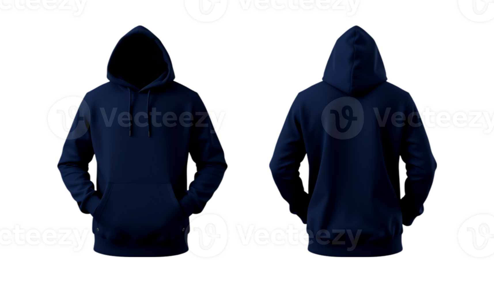 Two hoodies in dark blue with hoods png