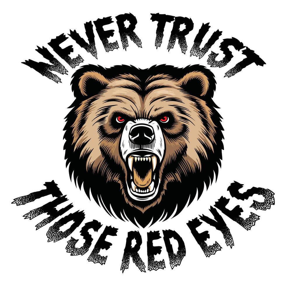 Wild angry bear t-shirt design template vector