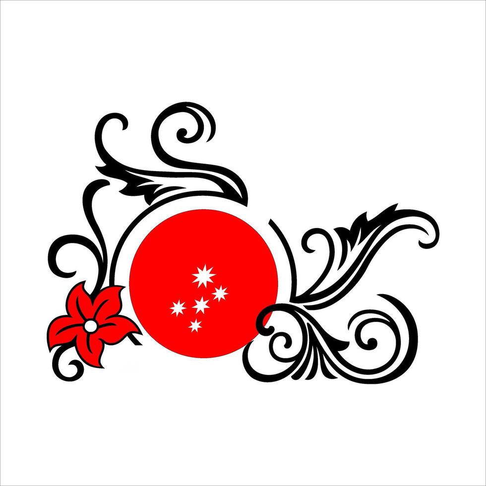 Red circle decorated with flowers vector