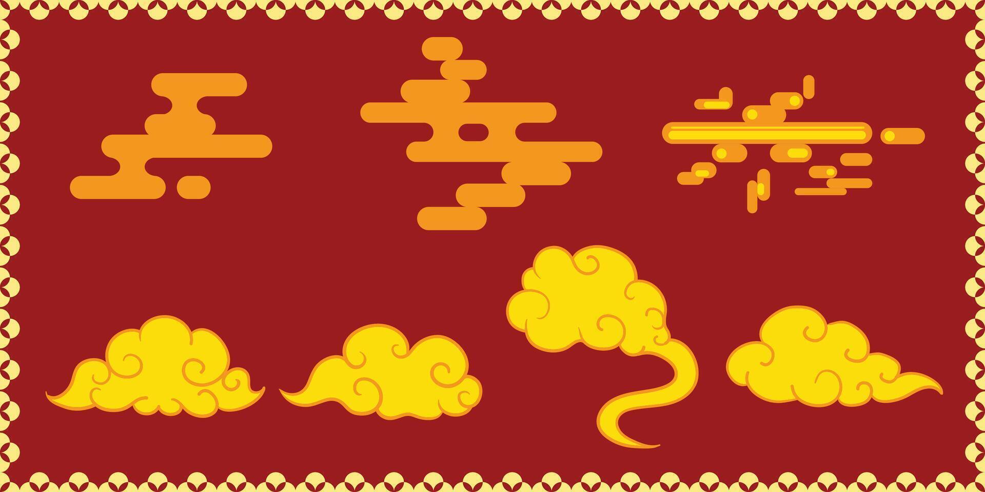 Chinese art gold cloud geometric art element vector