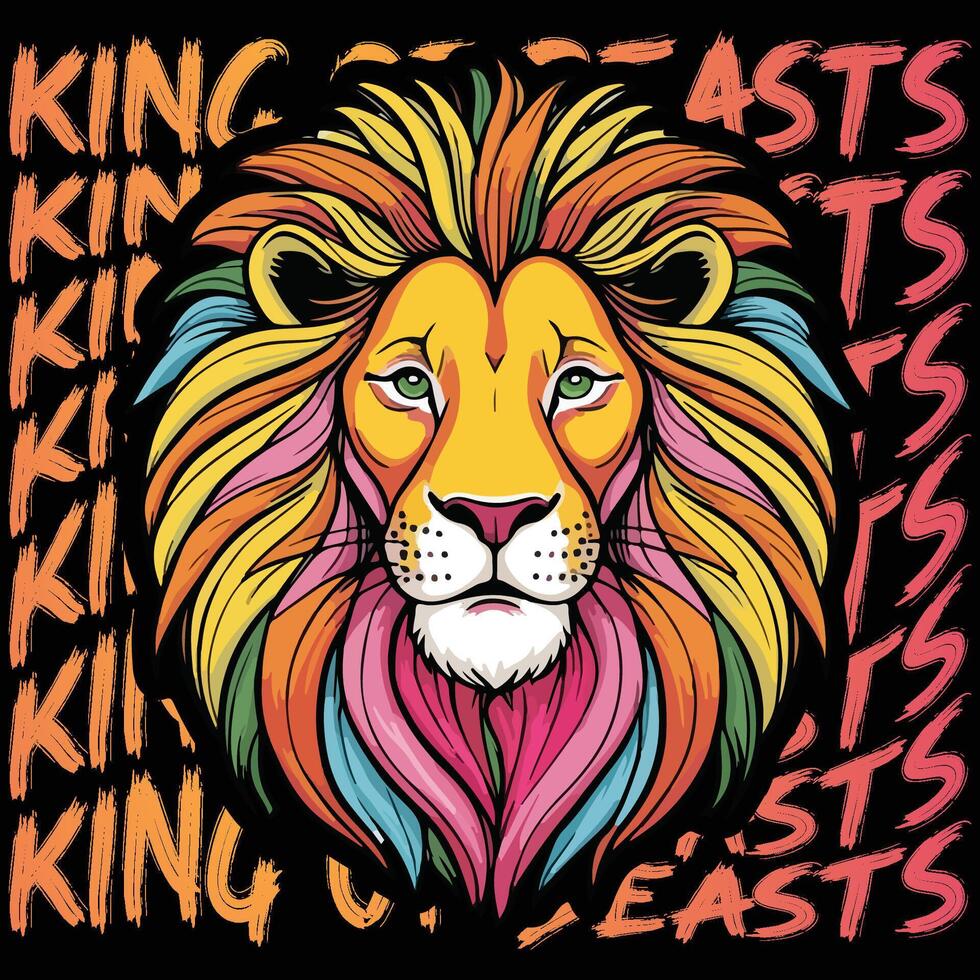Wild lion t-shirt design template vector