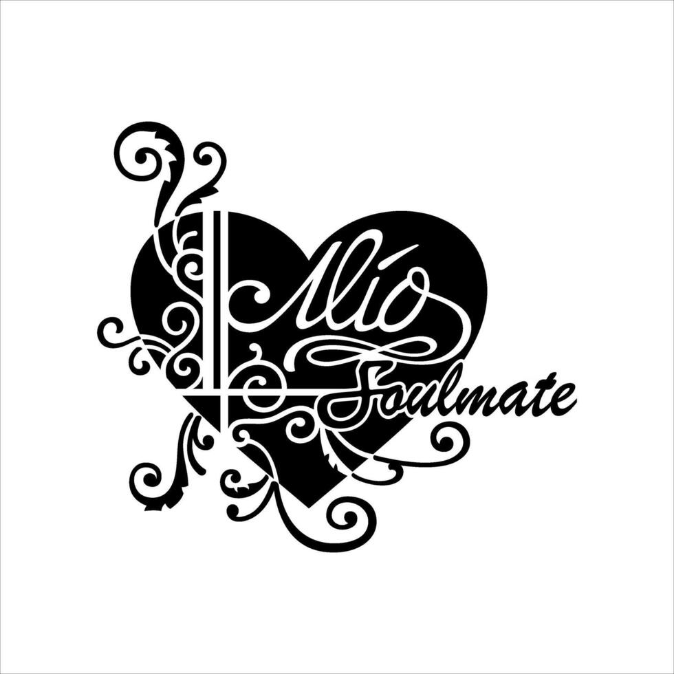 Alio soulmate writing decorated with love and flowers vector