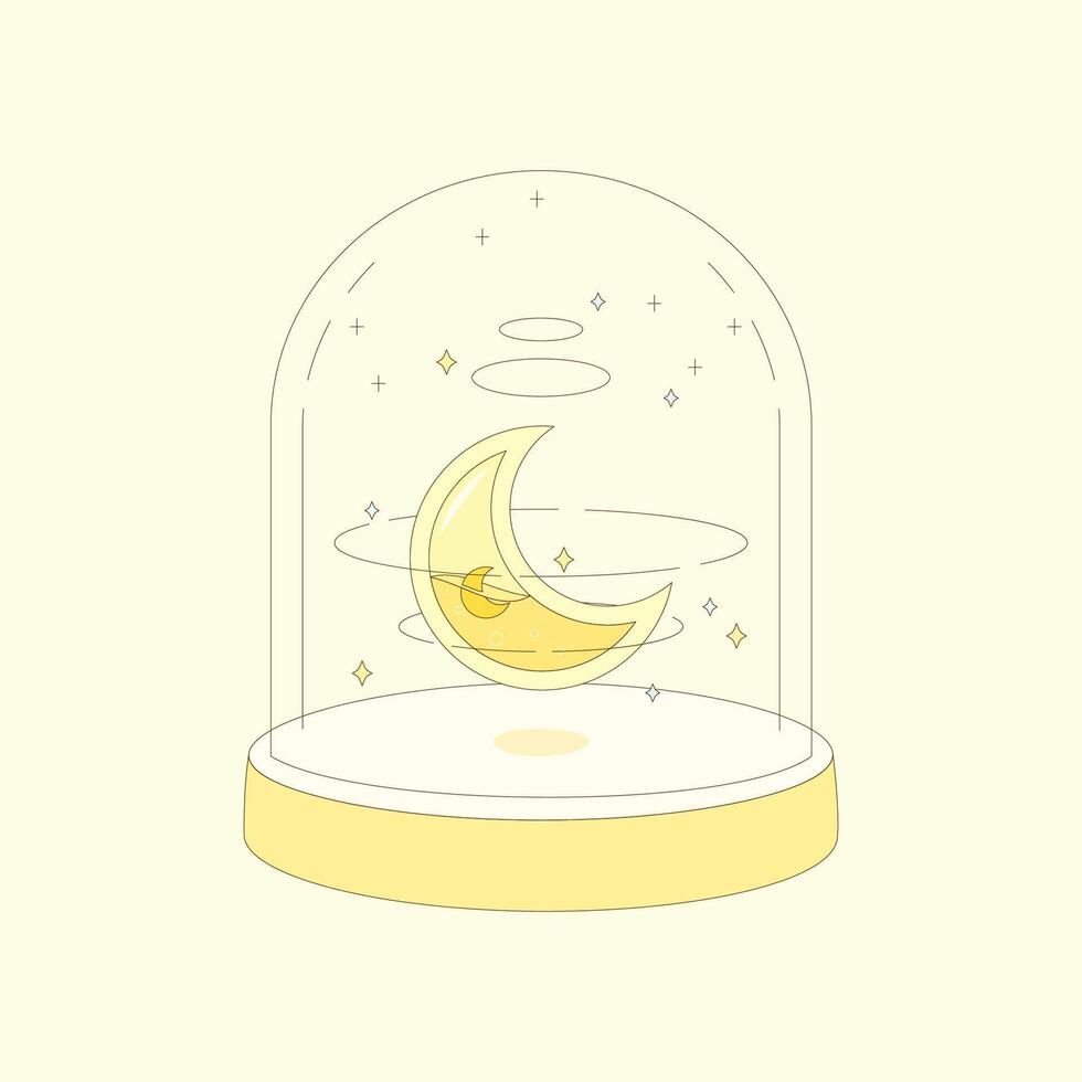 yellow moon glass cloche vector