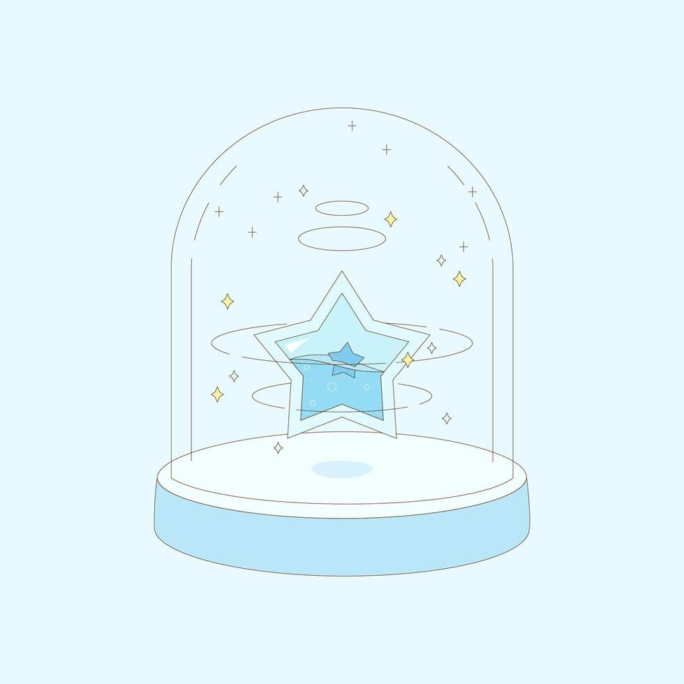 blue star glass cloche vector