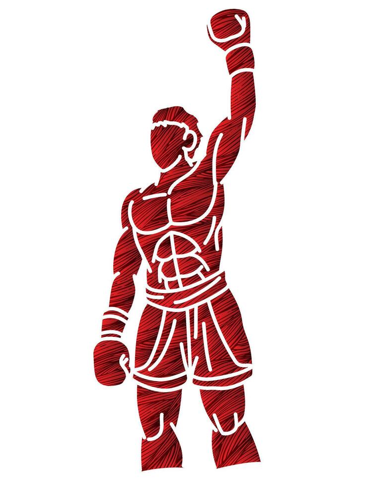 Boxing Sport Male Boxer Fighting The Winner Action vector