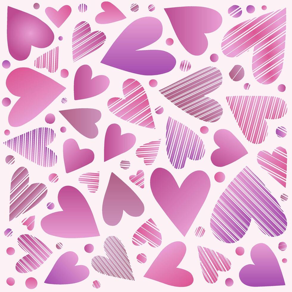 Pastel Hearts and Circles with Striped Patterns vector