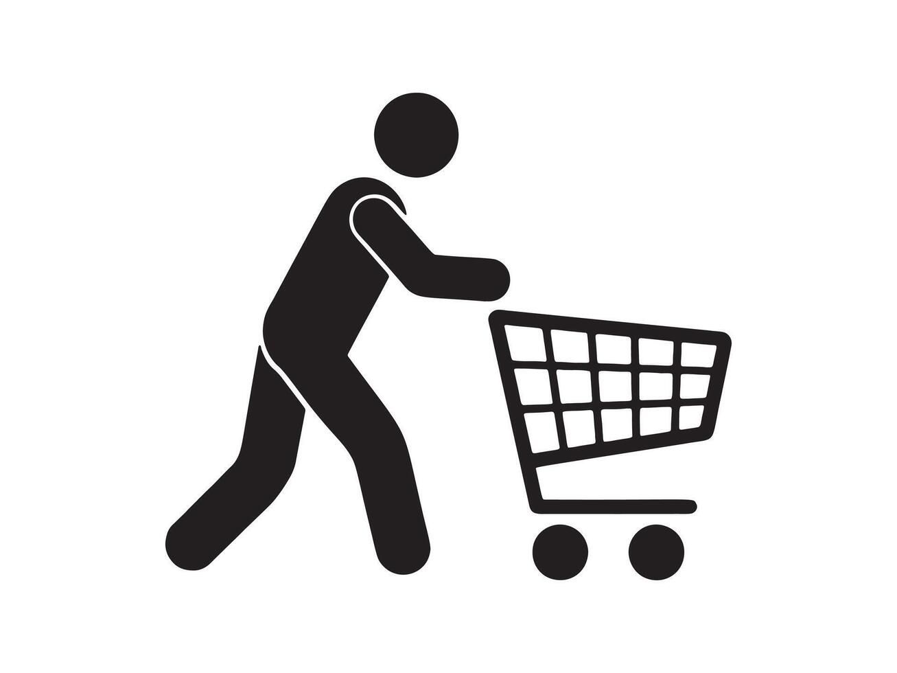 Shopper with Cart Clipart Shopping Cart Glyph Shopping Cart Silhouette Icon vector
