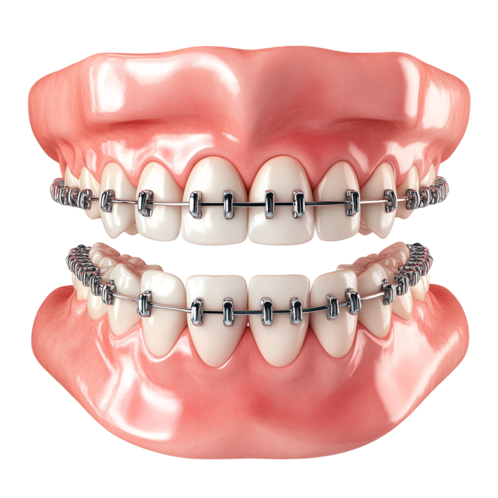 A set of braces on a tooth png
