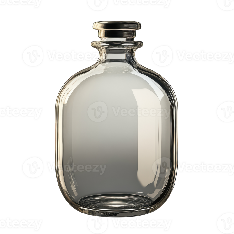 Empty Glass Bottle Clear Transparent Modern Design Packaging Mockup Studio Shot png