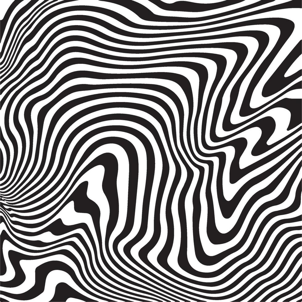 black and white abstract warped stripes pattern background vector