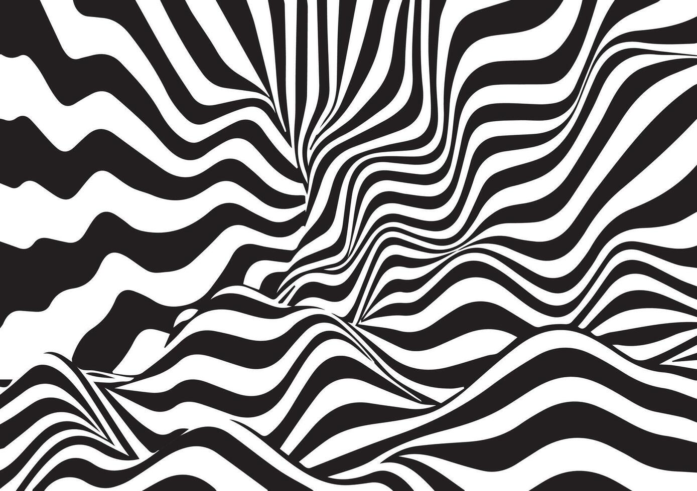 Optical illusion wave. Chess waves board. Abstract 3d black and white illusions vector
