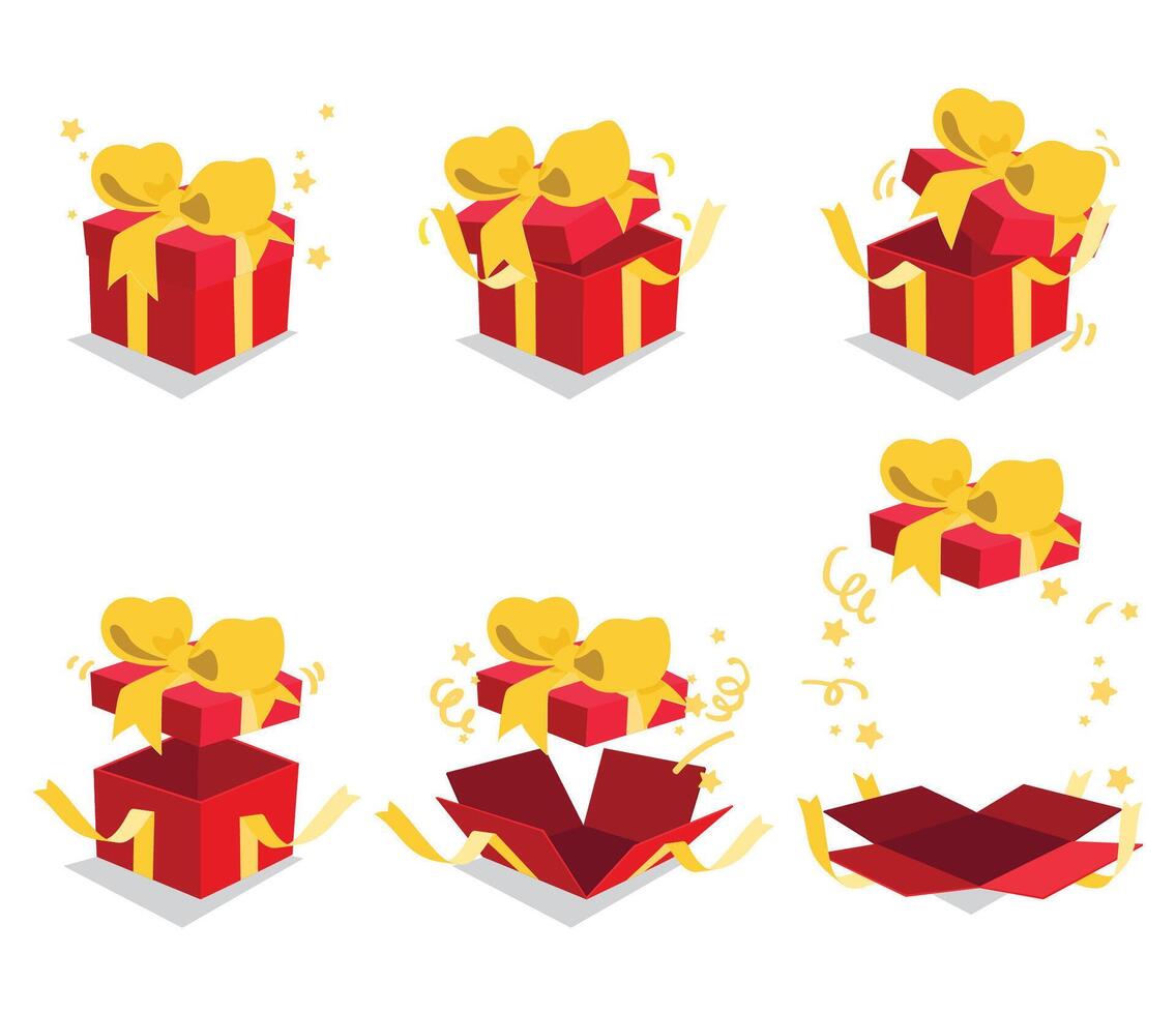 Surprise Open Gift Box Red vector