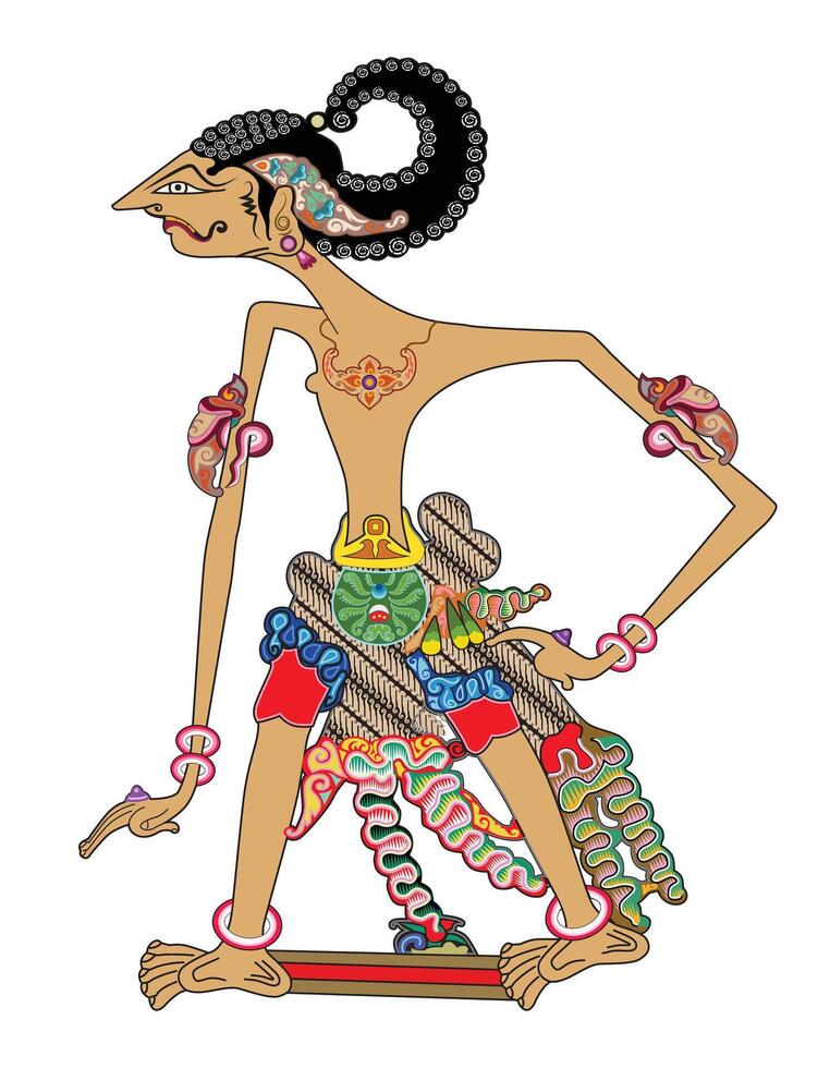 Wisanggeni character, Indonesian shadow puppet show, illustration. vector