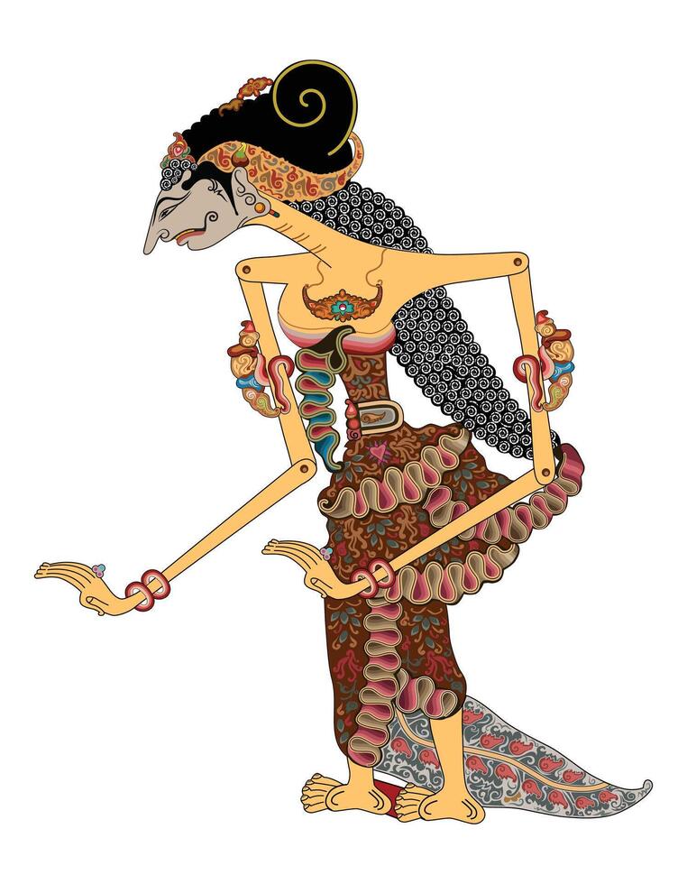 Sembadra wayang puppet, Indonesian shadow puppet show, illustration. vector