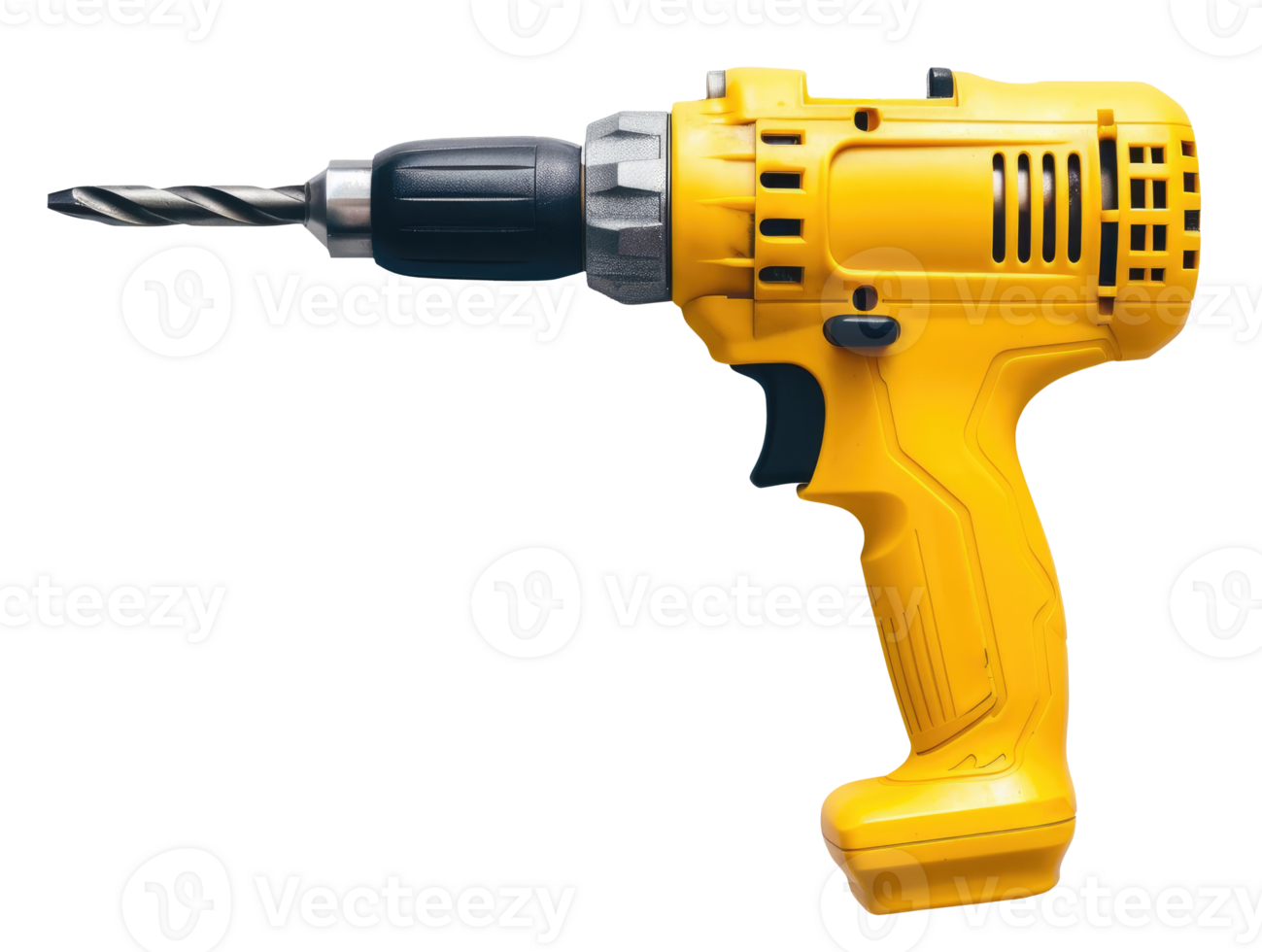Yellow cordless drill isolated on transparent background png