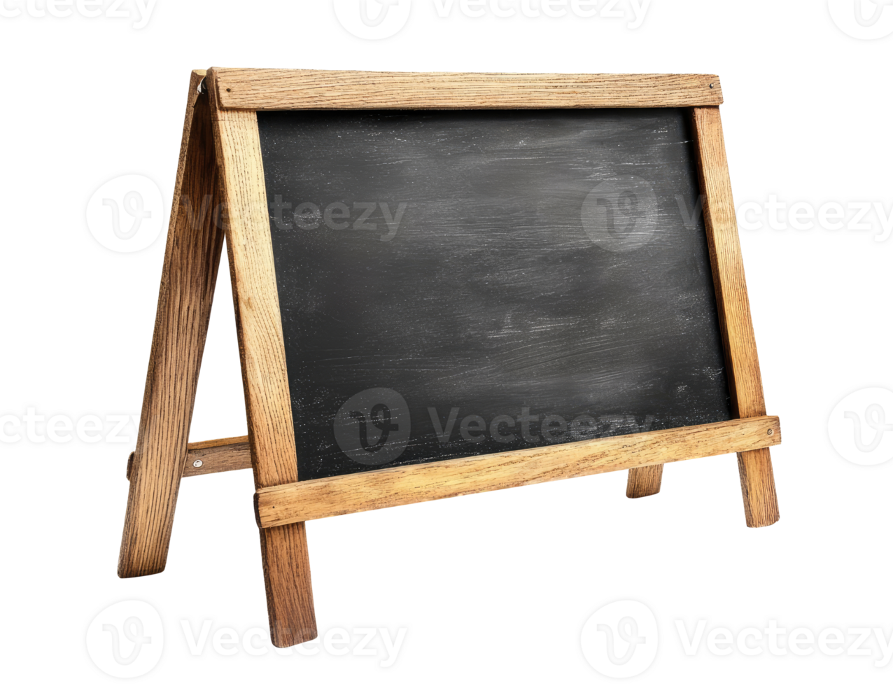 Blank black standing chalkboard isolated on transparent background png