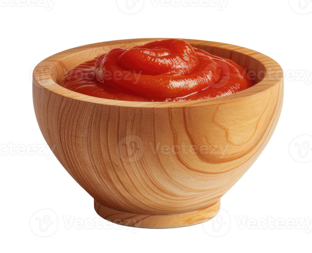 Bowl with tomato sauce isolated on transparent background, top view png