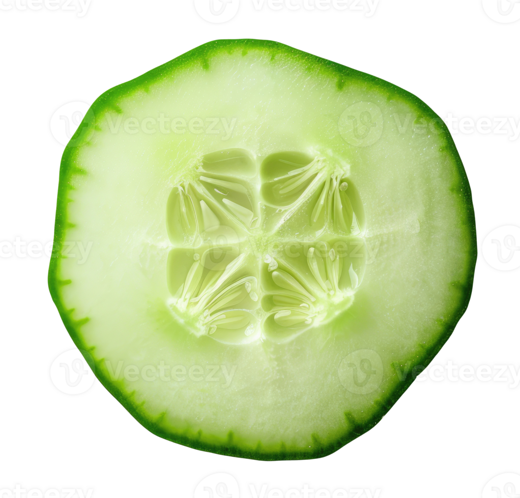 Slice of cucumber isolated on transparent background png