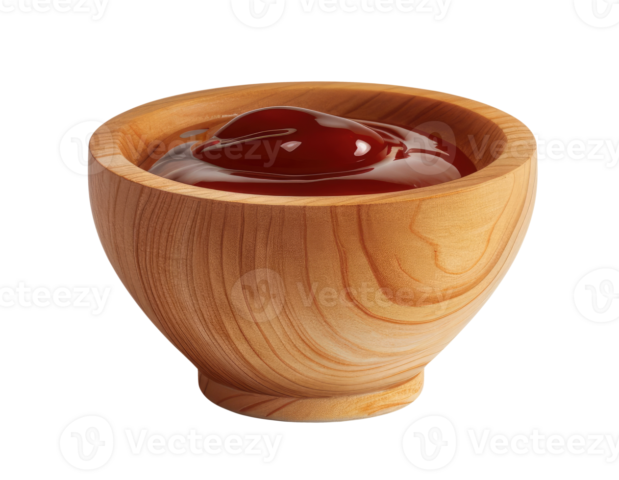 Wooden bowl with barbecue sauce isolated on transparent background png