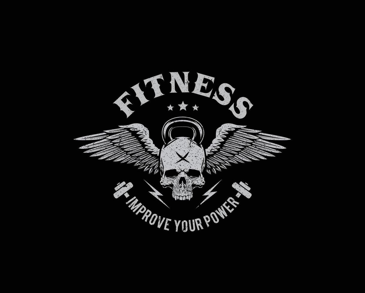 Fitness Skull Kettlebell Gym logo vector