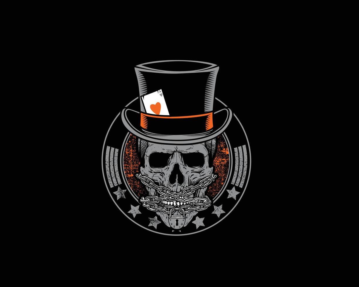 Poker skull gambler illustration vector