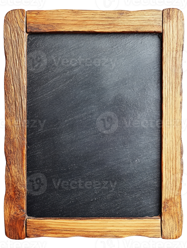 Old vertical blank chalkboard isolated on transparent background png