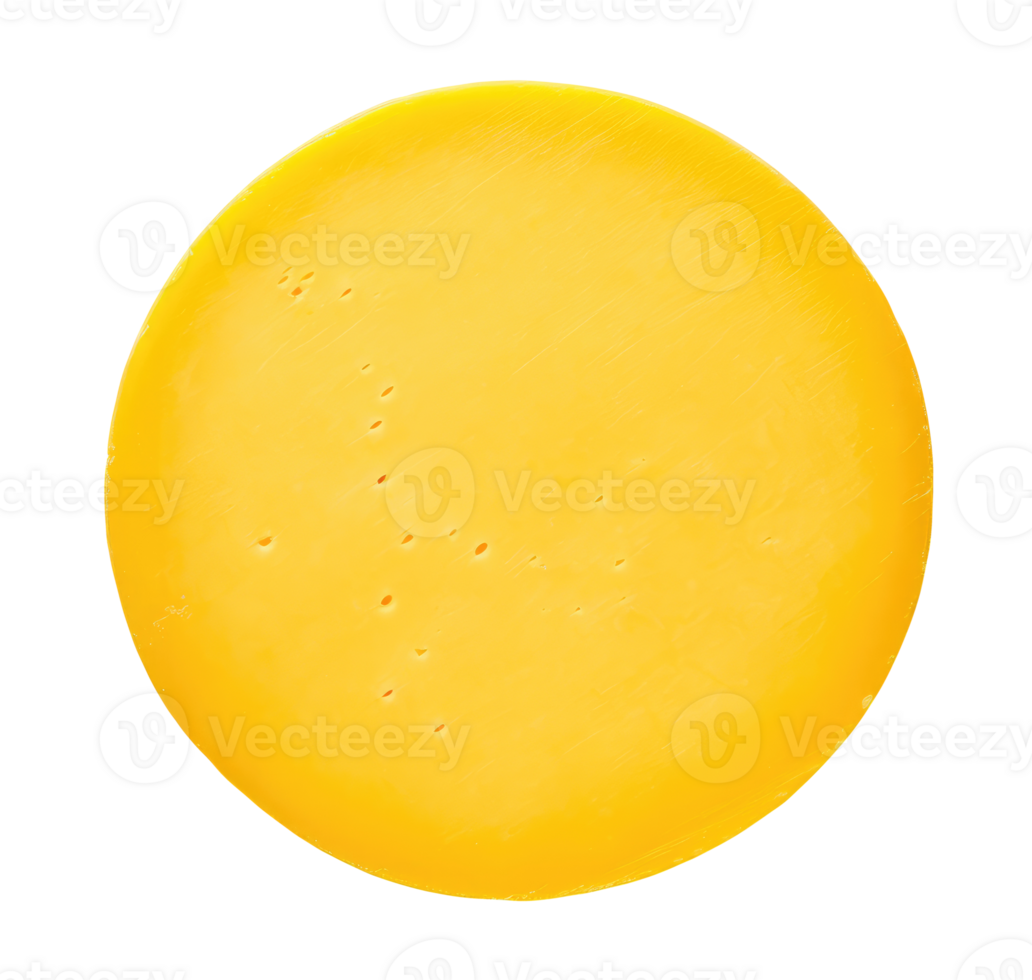 Whole round hard cheese isolated on transparent background, top view png